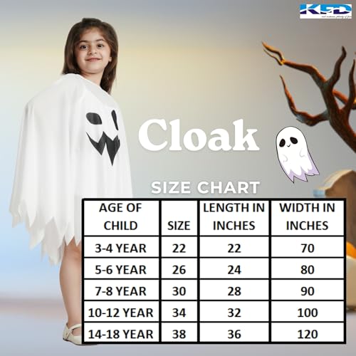 Image of Kaku Fancy Dresses Cotton Halloween White Cloak For Kids Scary Halloween Dress White Cloak For Kids - 7-8 Years