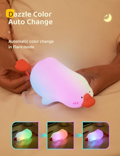 IHALO Lying Flat Duck Kids Night Light, Portable LED Baby Night Light Kids Night Lamp - Image 3