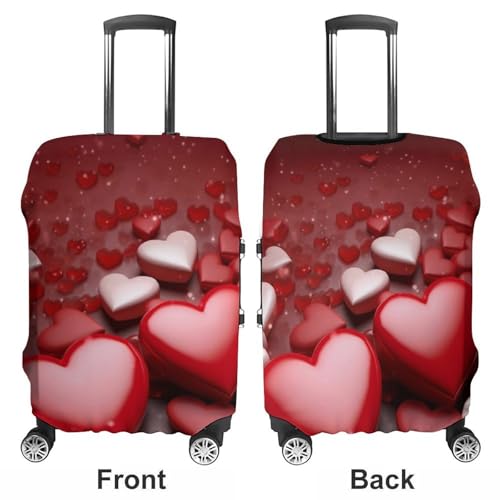 Valentines Love Hearts Luggage Cover, Elastic Luggage Protector Fits 19-32in Suitcases, Washable & Anti-Scratch Suitcase Cover for Men Women M3