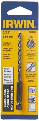 Irwin Tools 4935638 Oxide Hex Shank Drill Bit, 5/32-Inch, Black