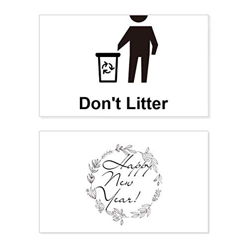 Tarjeta conmemorativa de Año Nuevo negra: decora tu espacio con el mensaje "Don't Litter"