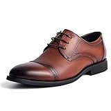 Außenmaterial: Synthetik Sdmcdamzzy Herren Abendschuhe Cap Toe Klassisches Leder Business Oxfords Formale Abendschuhe Hochzeit Brown-US8/EU41