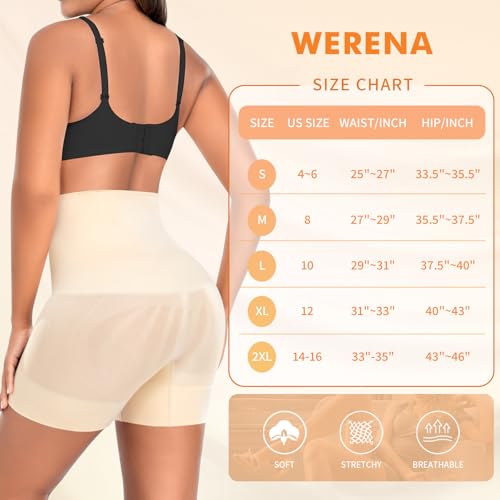 Image of Werena Shapewear for Women Tummy Control Shaping Shorts High Waist Body Shaper Panties Underwear Slip Shorts Under Dresses