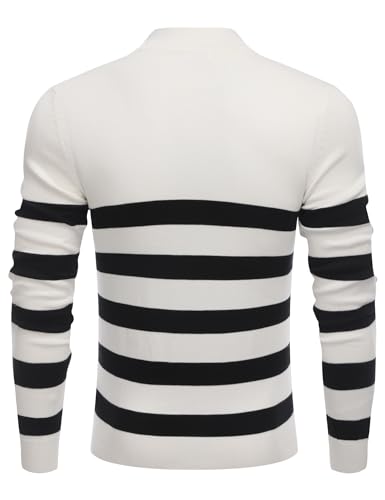 Image of COOFANDY Men's Quarter Zip Up Sweaters Slim Fit Lightweight Mock Pullover