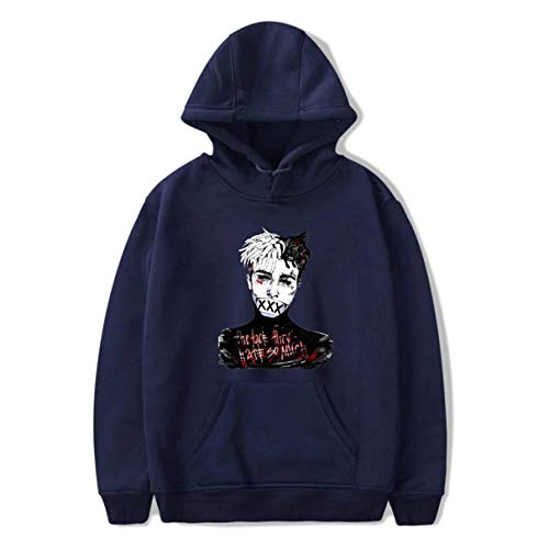 Xxxtentacion Sudadera con capucha para hombre, manga larga, estilo básico, sudadera con capucha, unisex, deportiva, informal, sudadera con capucha, azul-1, XS