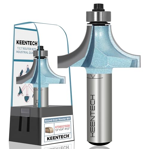 Image of KEENTECH Round Over Router Bit, 1 /4 inch Shank x 1-1 /2 inch Dia x 1 /2 inch Radius | Industrial Grade, Tungsten Carbide Tipped, 10X Lifespan, Woodworking