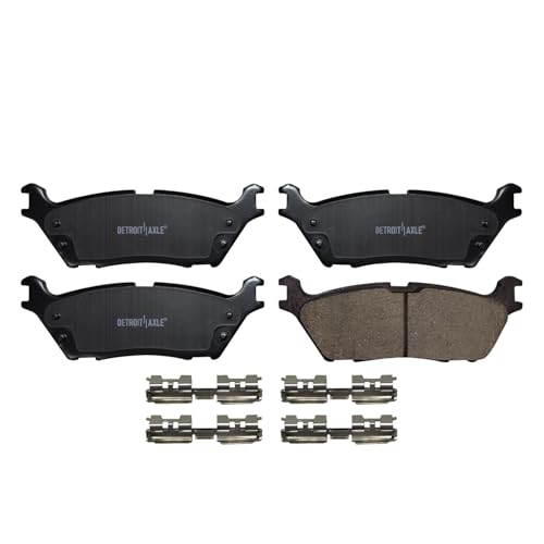 Image of Detroit Axle - Rear Ceramic Brake Pads for 2015-2020 Ford F-150 2018-2021 Expedition 2018-2022 Lincoln Navigator, Brake Pads with Hardware Assembly 2019 Replacement