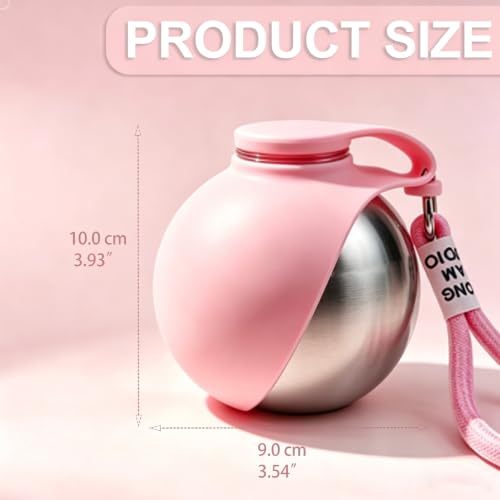 Image of Dog Water Bottle Portable, 2in1 Round Dog Water Bowl Stainless Steel 10oz