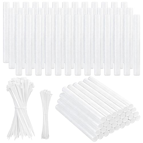 Joyfolk 50 Pcs 0.98 x 10 in White Foam Cylinders for Craft Polystyrene Foam Tubes Rods with 200 pcs Zip Ties for DIY Crafts and Arts Supplies Floral Arrangements Modeling Craft Project