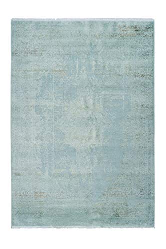 Lalee Hochwertiger 3D Vintageteppich mit Fransen, Mintgrün, 80 x 150 cm