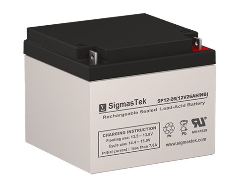 SigmasTek SP12-26 NB - 12V 26AH NB SLA Battery - Replaces: Yuasa NP23-12B, NP24-12B, NP24-12, Power Sonic PS-12260-NB, Power Patrol BSL1146, SLA1145, SLA1146-NB, Universal Power UB12260 (D5747)