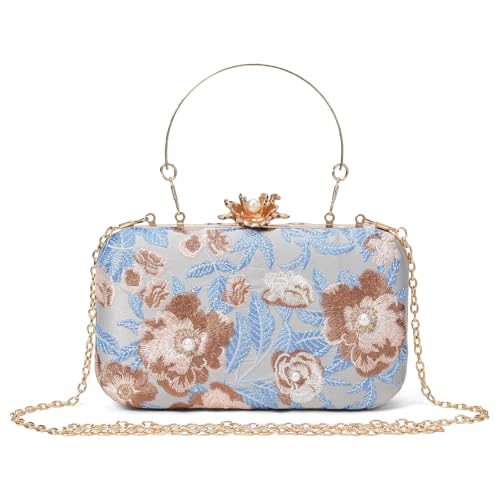 Image of RNIEGA Vintage Floral Clutch Purses for Women Wedding Guest Purse Evening Bag for Wedding Party Prom