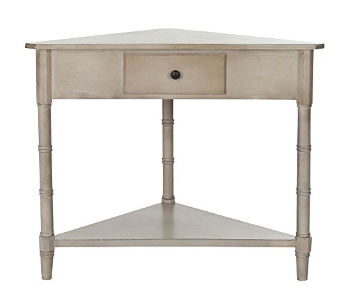 Image of SAFAVIEH Furniture - Gomez 1-Drawer Corner Table - Vintage Grey - Solid Wood - Classic Corner Storage Design - Ideal for Entryway, Living Room, Home Office, 33.1 inchW x 17.3 inchD x 28 inchH (AMH5709A)