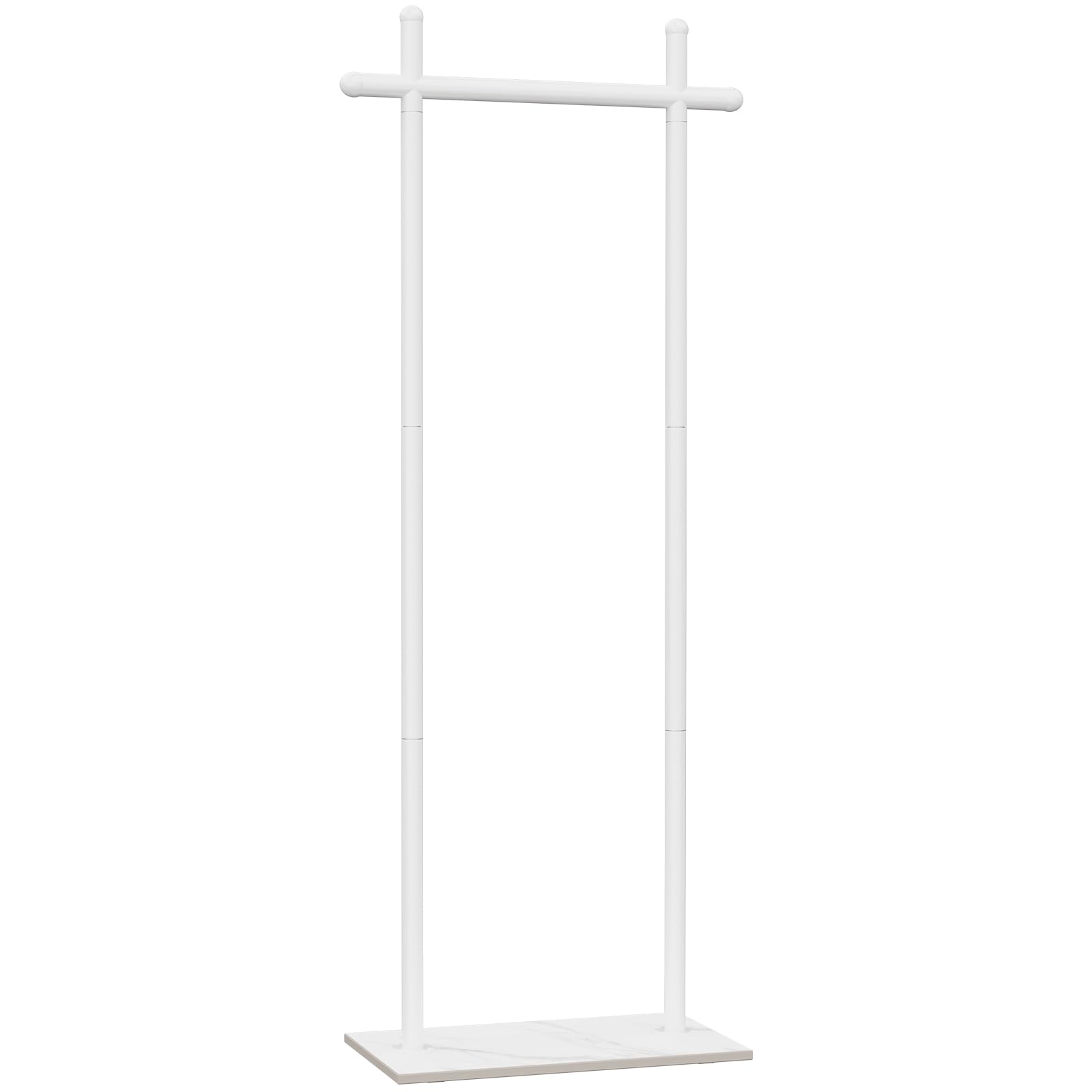 Métal Porte Manteau, Portant à Vêtements avec Base Rectangulaire, Salon, Chambre, Bureau, 175cm, Blanc