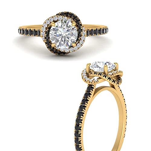Image of 55Carat Choose Your Gemstone Flower Diamond CZ Ring Yellow Gold Plated Round Shape Halo Engagement Rings Everyday Jewelry Wedding Jewelry Handmade Gifts for Wife US Size 4 to 12