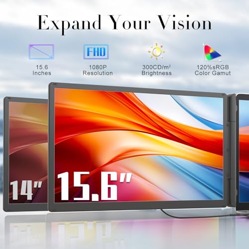 Image of Teamgee 15.6 inch Laptop Screen Extender with Power Bank, FHD 1080P IPS Triple Monitor, HDMI /USB /Hub Plug-Play Display, Fits 13-17 inch Laptops (Mac /Windows /Android), Ideal for Home Office /Small Business
