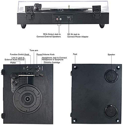 Record Player Vintage Turntable 3-Speed Vinyl Player Record Player with Built-in Stereo Speaker - Les Beatles, Paul McCartney, John Lennon, RIngo Starr, George Harrison Record Player Vintage Turntable 3-Speed Vinyl Player Record Player with Built-in Stereo Speaker – Image 5
