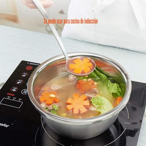 Colador de acero inoxidable con cuenco Linkidea juego de 2 lavadora escurridor cocina pasta 5