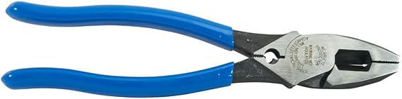 Klein Tools D2000-9NECR Lineman's Pliers with Crimping, Made in USA, High-Leverage Streamline Design with Induction Hardened Knives and Knurled Jaws