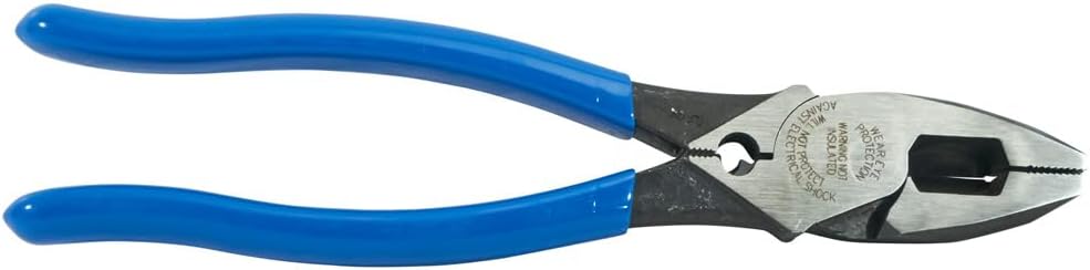 Klein Tools D2000-9NECR Lineman's Pliers with Crimping, Made in USA, High-Leverage Streamline Design with Induction Hardened Knives and Knurled Jaws