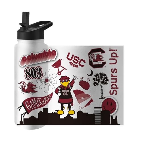 Image of Logo Brands NCAA Native 34 oz Quencher Water Bottle - | Local Icons Design | Double-Wall Insulated| Leak-Proof Lid & Built-In Straw