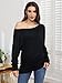 Poetsky Off The Shoulder Tops for Women Long Sleeve Pullover Batwing Tunic Top, Black, M