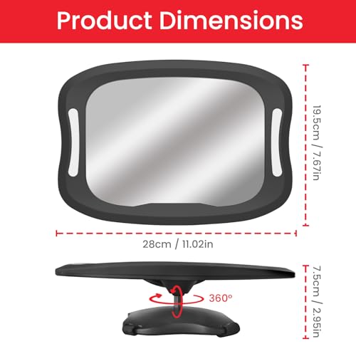 Plantureco Baby Car Mirror with LED Light