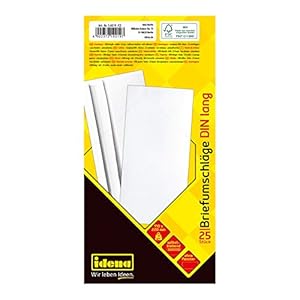 Idena 10219 – Enveloppen lang, 75 g/m², zelfklevend, zonder venster, wit, 25 stuks