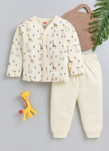 Image of LuvLap Baby Boys & Girls Regular Fit 100% Cotton Half Sleeves Jhabla & Shorts Set Pack of 2