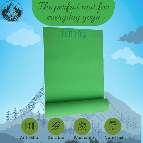 Image of EVA Yoga Mat Anti Slip Cushioned | Exercise Gym Pilates Workout Mat Durable | Unisex Home Fitness Training Green 4mm