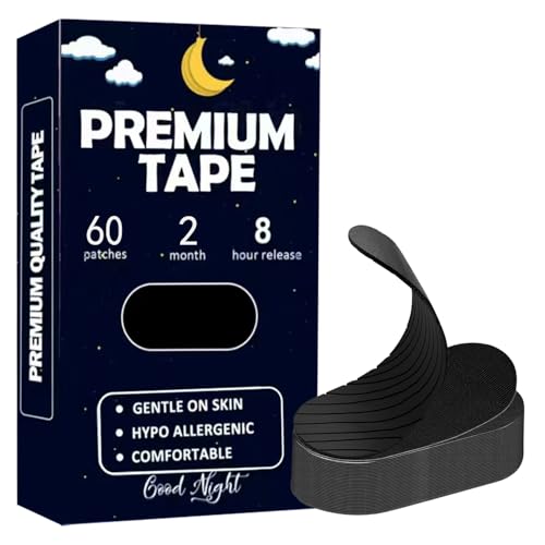 laverntard Premium Black Mouth Tape for Sleeping （60-Pack） Hypoallergenic Painless Removal