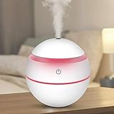 KEMEBET Cool Mist Humidifiers for Bedroom Office, Cute Personal Air Humidifier, Portable Mini Humidifier,Cute Humidifier,USB Small Air Freshener Auto Shut-off,7 Colors LED Light,Whisper Quiet(White)