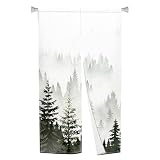 Leowefowa Noren Japanese Doorway Curtain Chinese Ink Pine Trees Printing Japanese Curtain for Doorway Feng Shui Window Treatment Tapestry Room Divider Kitchen Door Curtains Home Decor, 33.5"x 70.9"