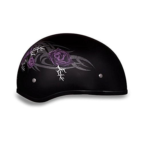 Daytona Helmets Half Skull Cap Motorcycle Helmet – Dot Approved [Purple Rose] [S] #TOP4