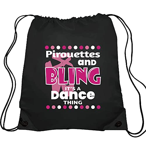Haizct Pirouettes and Bling Drawstring Backpacks, Drawstring Backpacks, Ballet Dance Bags, Bags for Yoga Dance Rehearsal, Great Gift for Ballet Dancer Actor Actress