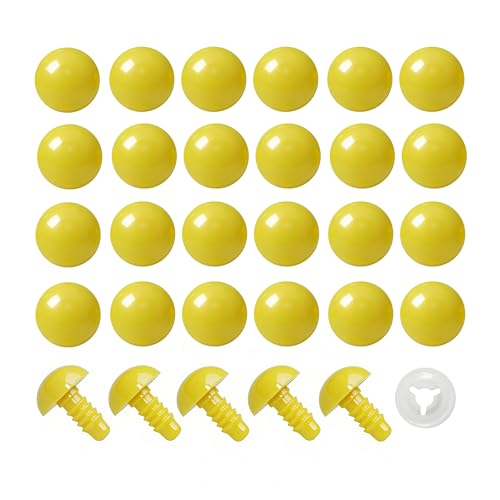 BESTCYC 1Box(50pcs) 10mm Yellow Plastic Safety Eyes Threaded Locked Designed
