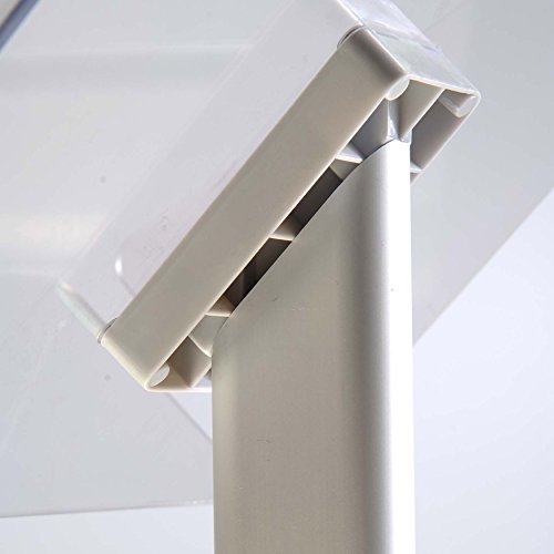 Display Brochure Stand 8.5X11 Paper Area, Silver Anodized Aluminium Body & Acrylic Shelf, Professional, Easy To Use #TOP3