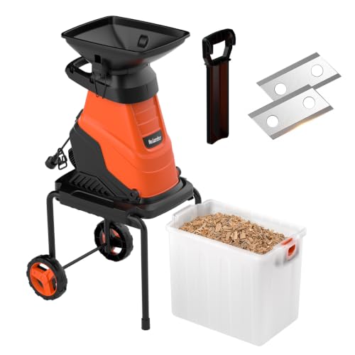 Image of MAXLANDER 15-Amp Electric Wood Chipper Shredder with 1.78-Inch Branch Capacity, 50L Collection Bin, 15:1 Mulching Reduction, Corded Yard Shredder for Branches, Twigs & Garden Debris