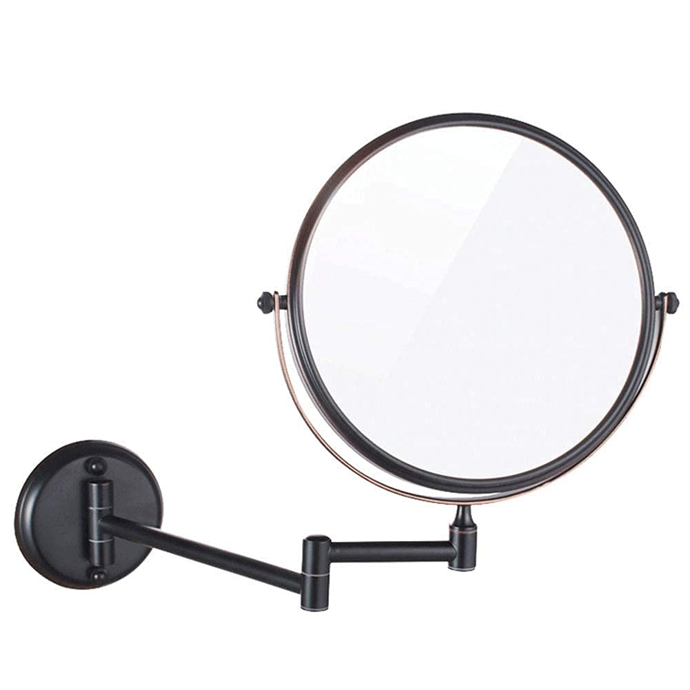 Miroir de maquillage mural 3X pivotant double face noir bronze pour salle de bain