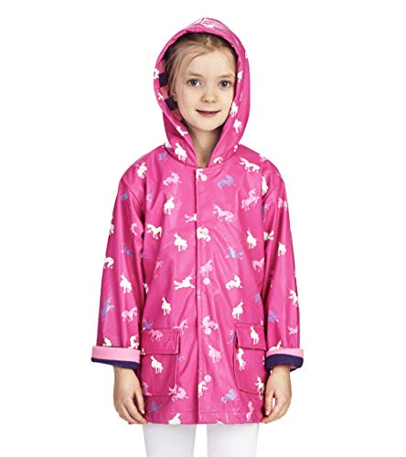 Hatley Girls' Little Printed Raincoats, Colour Changing Unicorn Silhouettes, 3 Years - Thumbnail 3