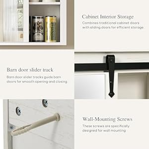 DWVO Bathroom Medicine Cabinet with Mirror Wall Cabinet wRustic Sliding Barn Door Farmhouse Mirrored Medicine Cabinet Bathroom Storage Cabinet Organizer with Adjustable Shelf 32 White Oak