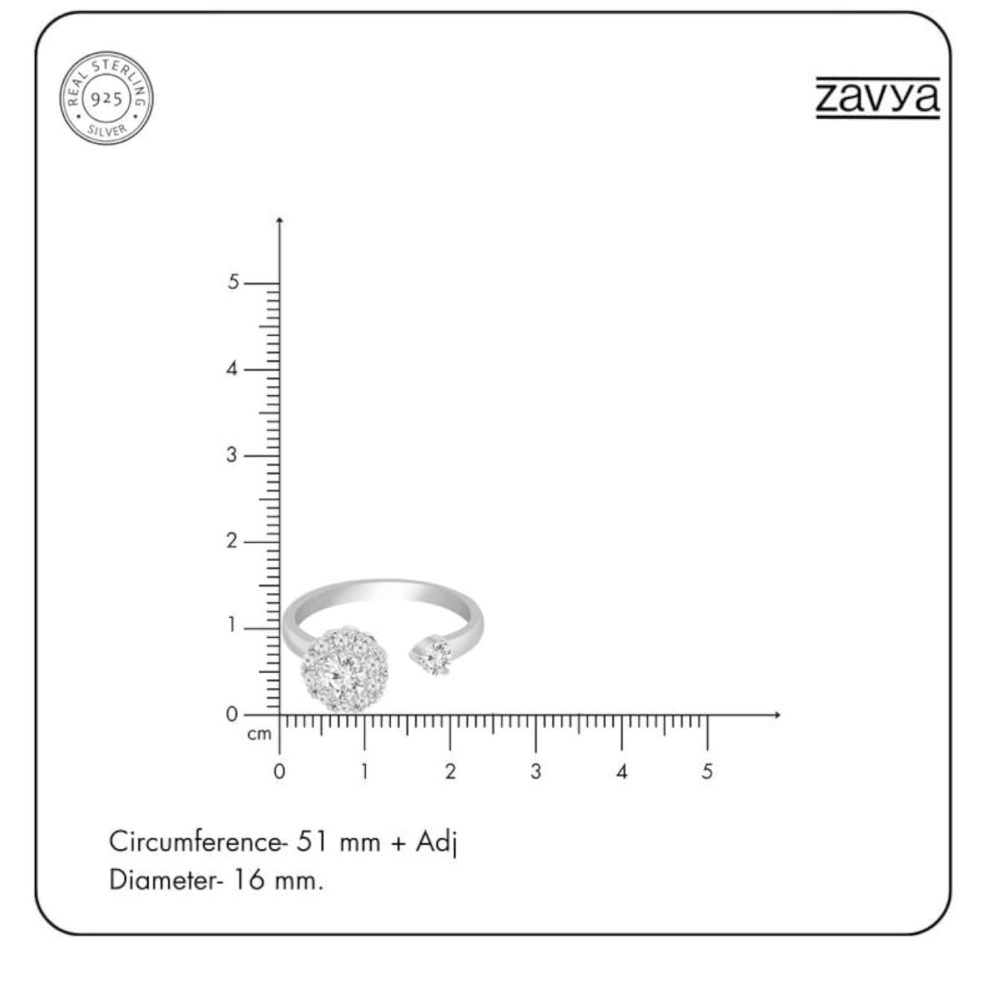 925 Sterling CZ Circular Spin Ring Rhodium Plated