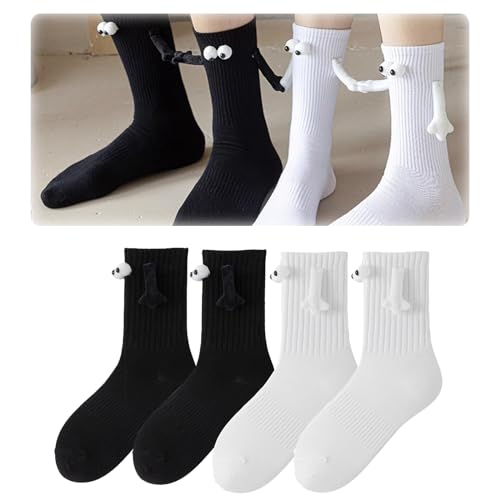 Big Bargain Store 2 Pairs Hand Holding Socks Funny Best Friend Magnetic Hand Hold Sock Novelty Couple Holding Hands Friendship Gift for Men Women