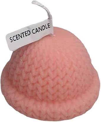 2 Pcs Knitted Wool Hat Candle Geometric Scented Candle for Women, Men, Friends, Coworkers, Birthday Pink