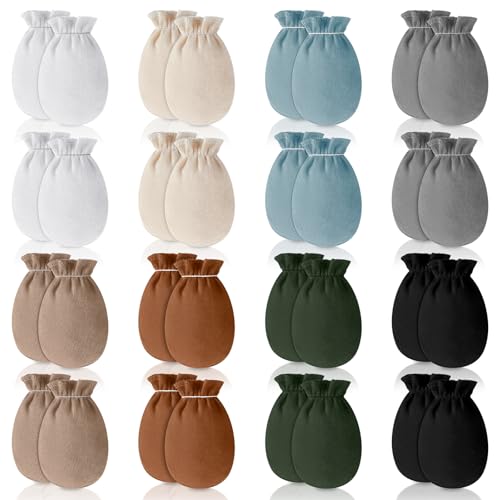 Image of Coume 16 Pairs Newborn Baby Mittens No Scratch Gloves Preemie Mittens for 0-6 Months Boys Girls