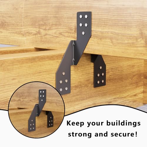 Image of 50pcs 16-Gauge Thick Hurricane Straps, Black Powder-Coated Rafter Ties | Heavy Duty Right Rafter Brackets, Strong Hurricane Clips, Tie Brackets for House, Roof Trusses, Shed, Building (Right)