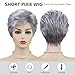 SEVENCOLORS Short Grey Silver Wigs for White Women Natural Layered Pixie Cut Wigs with Bangs Synthetic Short Gray Hair Wig for Older Women