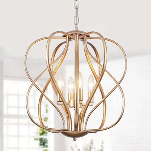 TMMAYSUN 17' Gold Chandelier Geometric Metal Modern Industrial Chandeliers Lighting for Farmhouse...