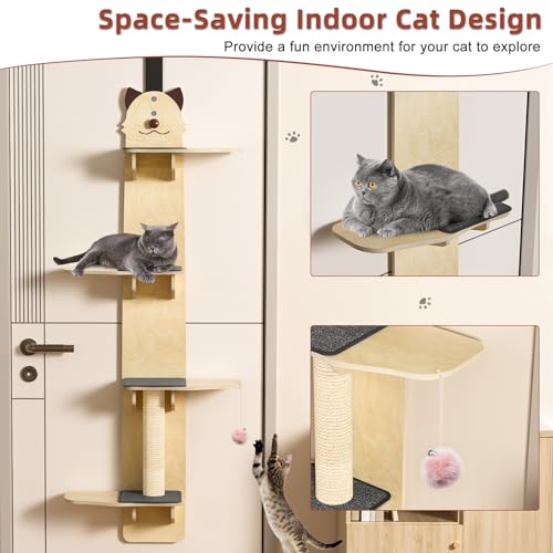 Árbol para gato de puerta colgante madera sólida 4 niveles miniatura 4