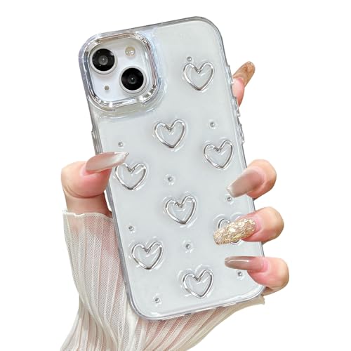 Protection iPhone 14 Plus haut de gamme, étui premium cristal à paillettes coeur étincelant